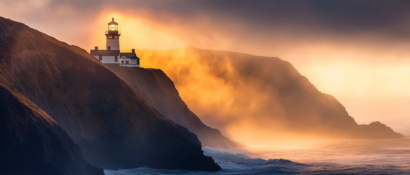 Lighthouse in misty morning light by Poster Art Shop