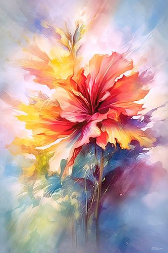 abstract aqaurel van een bloem/bloemen.