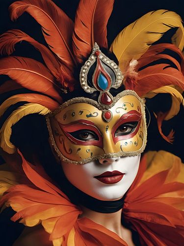 Eine Frau mit einer Karnevalsmaske