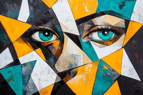 Des yeux géométriques aux couleurs vives