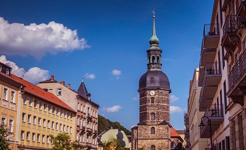 Stadsgezicht van Bad Schandau in Saksen