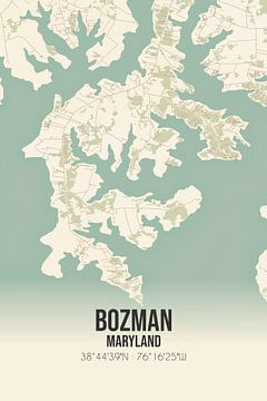 Carte ancienne de Bozman (Maryland), USA. sur Rezona