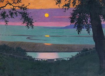Félix Vallotton - Zonsondergang in Grace oranje en violette lucht (1918) van Peter Balan