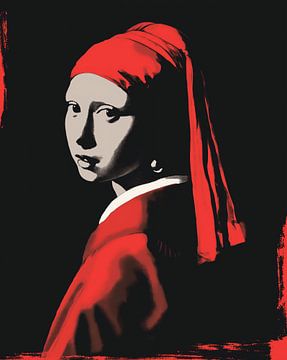 Banksy-style Girl with the Pearl Earring - Stencil Art Interpretation