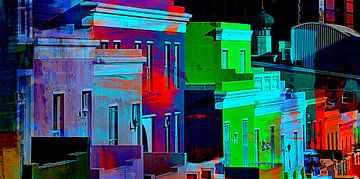 kleurrijke huizen in Bo Kaap Zuid-Afrika mixed media van Werner Lehmann