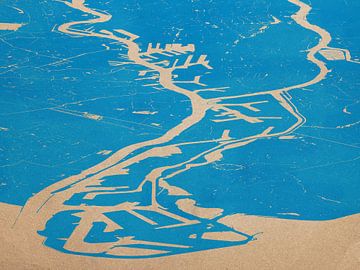 Harbourmap of Rotterdam - blue ink on cardboard by Frans Blok