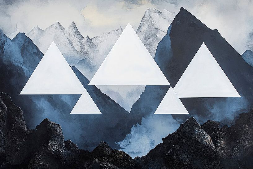 Geometrische Berge in Grautönen von Poster Art Shop