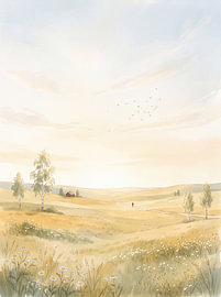Gemälde einer friedlichen Landschaft auf dem Land von Markus Gann