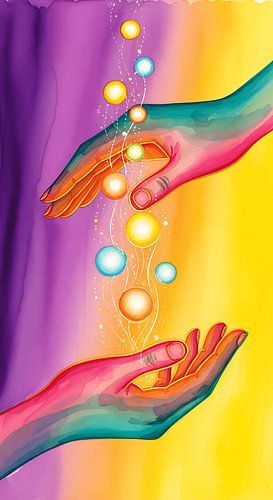 Energy Flow Between Hands – Vibrant Healing Art Poster