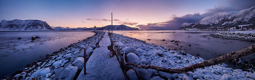 Lighthouse during winter sunset on Godøy, Sunnmøre, Møre og Romsdal, Norway by qtx