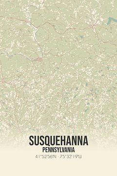 Carte ancienne de Susquehanna (Pennsylvanie), USA. sur Rezona