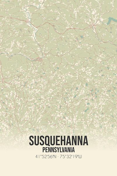 Carte ancienne de Susquehanna (Pennsylvanie), USA. par Affiches de lieux