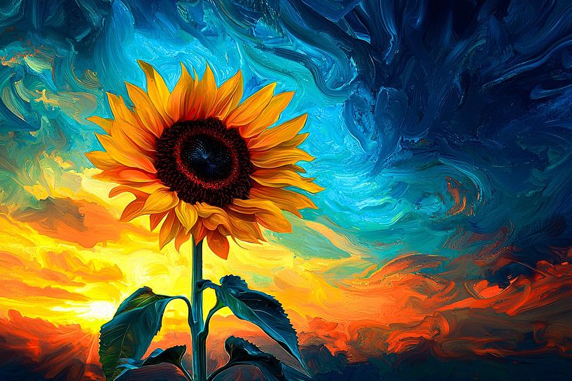 Colourful sunflower at sunset by Imperial Art House