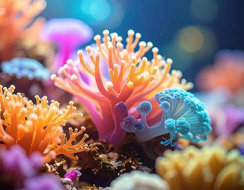 Kleurrijk koraal in de zee