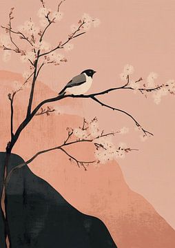 A Cherry Blossom and Song Bird van Bianca ter Riet