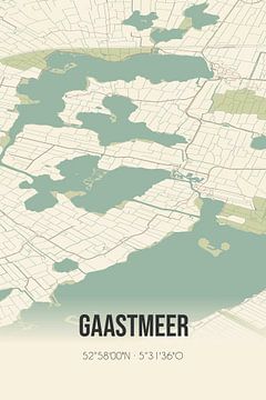 Vintage landkaart van Gaastmeer (Fryslan) van Rezona
