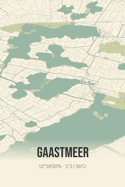 Carte ancienne de Gaastmeer (Fryslan) par Affiches de lieux