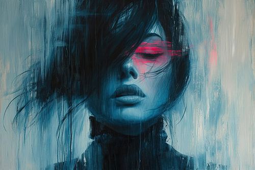 Portrait Femme Bleu | Enigmatique Muse Céruléenne