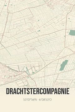 Vintage landkaart van Drachtstercompagnie (Fryslan) van Rezona