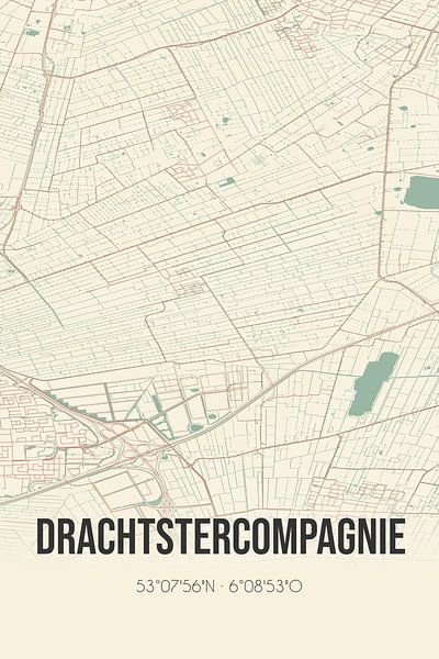 Vintage map of Drachtstercompagnie (Fryslan) by Prints of Place