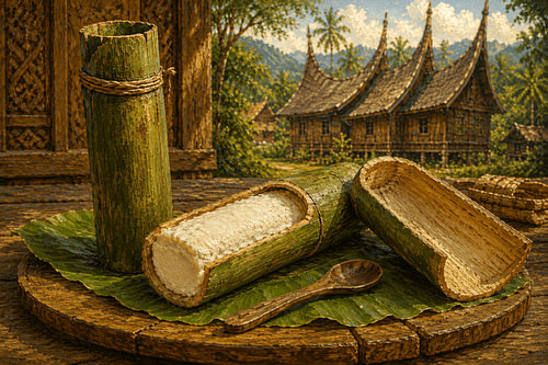 Dadiah traditionnel en bambou – Patrimoine culinaire minangkabau, Sumatra occidental