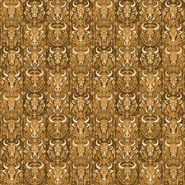 Fliesendesign Keramik mit Kühen, Gold, Ocker von Wilfried van Dokkumburg