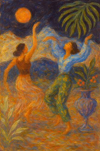 Dansende vrouwen schilderij.