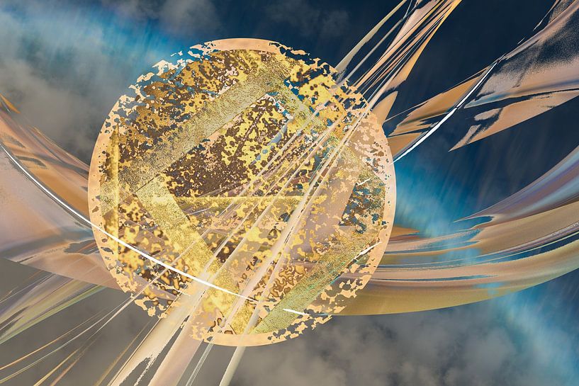 Golden circle floating through space by Lisette Rijkers