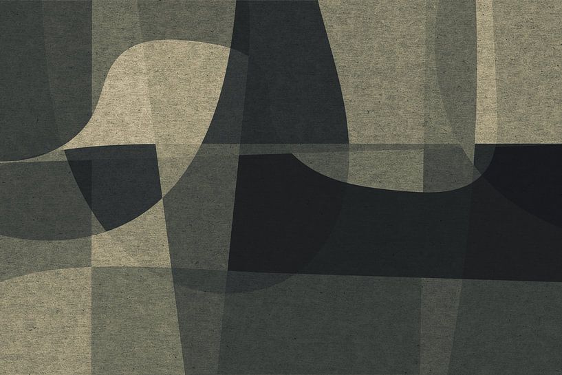 Abstrakte organische Formen und Linien. Geometrische Kunst im Retro-Stil in Grau X von Dina Dankers