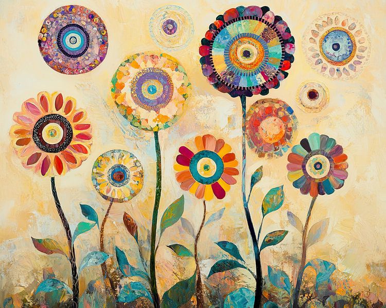 Bloementuin | Vrolijke Bloem Kunst van De Mooiste Kunst
