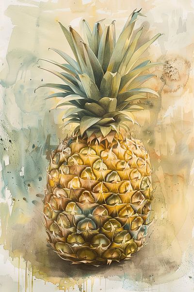 Farbenfrohe Ananas: Aquarell-Inspiration von Poster Art Shop