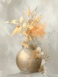 Atmosphärisches Japandi-Stillleben in zartem Gold