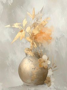 Atmosphärisches Japandi-Stillleben in zartem Gold