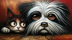 Hund - Katze - Cartoon