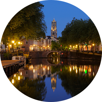Zicht op Zandbrug en Oudegracht in Utrecht vanaf de Bemuurde Weerd (5) van Donker Utrecht