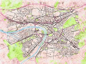 Karte von Aschaffenburg im stil 'Soothing Spring'