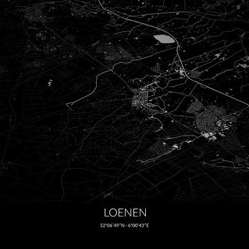 Zwart-witte landkaart van Loenen, Gelderland. van Rezona