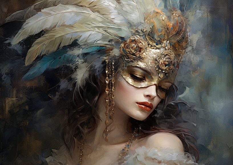 Portrait au masque d'or par Peintures accrocheuses