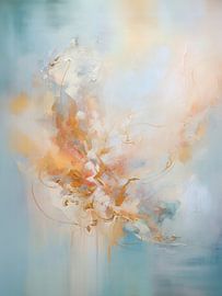 Dreamy Abstract – Blue, Peach, and Gold by Joriali Fine Art
