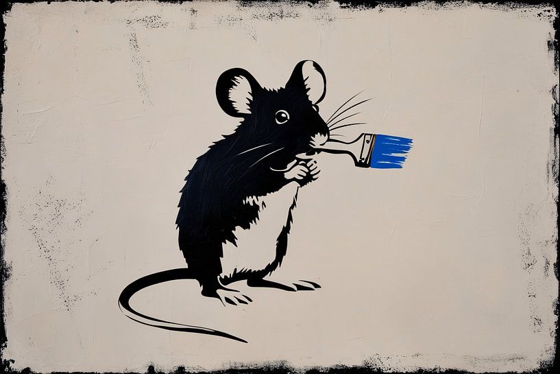 Muis met penseel street art van Imperial Art House