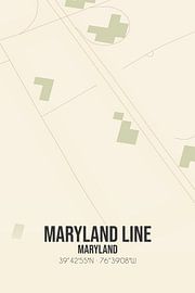 Alte Karte der Maryland Line (Maryland), USA. von Ortsdrucke