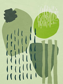 Minimalistische abstrakte Kunst mit organischen Formen in Grüntönen, Natur. von Online Arts