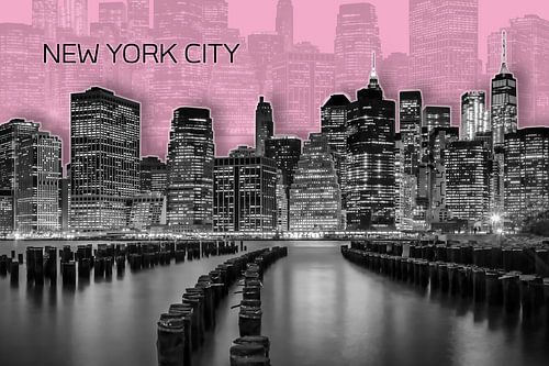 Skyline van MANHATTAN | Grafische Kunst | roze