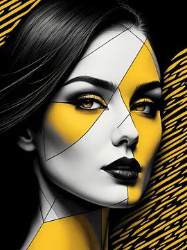 Pop Art Vrouwenportret Abstract Geometrische Kunst