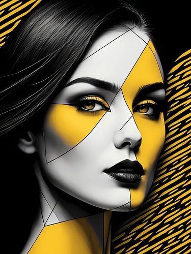 Pop Art Frau Porträt Abstrakte Geometrische Kunst