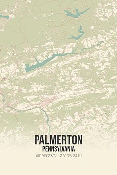 Vintage landkaart van Palmerton (Pennsylvania), USA. van MijnStadsPoster
