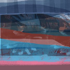 Terra Blue. Modern abstract landscape in purple, blue, pink, terra. by Dina Dankers