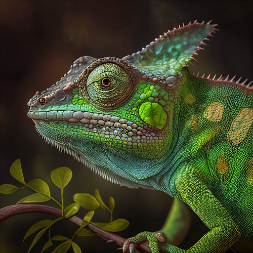Portret van een groene kameleon Illustratie