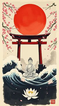 Bouddha / Boeddha Art japonais Sumi-e sur MIROKKU