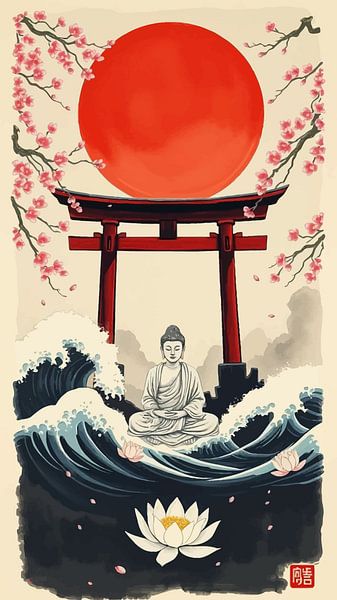 Buddha / Boeddha Japanese Art Sumi-e by MIROKKU